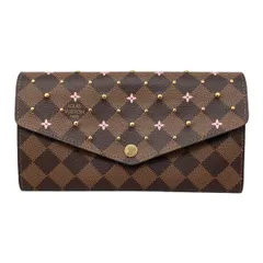 ☆ルイヴィトン 2つ折り長財布 ポルトフォイユ･サラ N60476 ダミエ エベヌ ローズバレリーヌ スタッズ フラワー LOUIS VUITTON