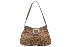 極美品 Salvatore Ferragamo サルヴァトーレ フェラガモ AX-21 1828 2WAYバッグ レオパード バッグ ハラコ 中古 4b012440