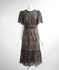 CELFORD ◆ シアーレース ワンピース 黒 サイズ36 半袖 ドレス ロングスカート パーティー フォーマル セルフォード ◆196/G024