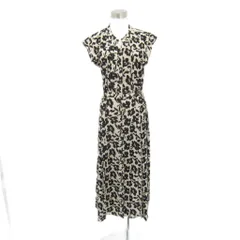 シップス SHIPS ワンピース ロング丈 マキシ丈 ノースリーブ スリットネック M ベージュ ブラック 花柄 /SY48 ■GY61