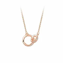 【新品】 [Hothrty] ネックレス レディース ペンダント ダブルリング メビウス シルバー ピンクゴールド 鎖骨チェーン 金属アレルギー対応 おしゃれ カップル プレゼント 調節可能 ギフトBOX付き 0