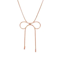 【新品】 [Galant] リボン チョーカー ネックレス レディース シンプル サージカルステンレス316L 金属アレルギー 18kgp 18金トリプルメッキ 結婚式 お呼ばれ 二次会(ローズゴールド)