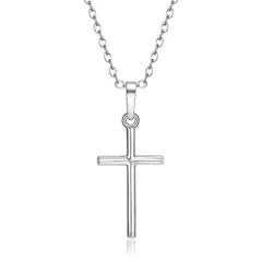 【新品】 男性と女性のためのファッションメンズ女性のクロスペンダントゴールドブラッククリスタルクロスペンダントネックレス (Metal Color : SILVER B) 0