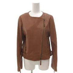 グレースコンチネンタル GRACE CONTINENTAL 21SS シングルライダースジャケット 編み込み レザー 38 ブラウン /FFのサムネイル