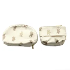 ジェラートピケ gelato pique ラウンドポーチ ティッシュポーチ 2点セット ベア柄 オフホワイト /SS ■OS