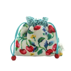 フェイラー FEILER スウィングチェリー ポーチ 巾着 総柄 白 ライトブルー マルチカラー /MI ■OS ■SH