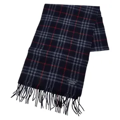 バーバリー チェック マフラー ネイビー カシミヤ100% メンズ BURBERRY【1-0258096】