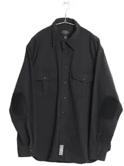 【お得なクーポン配布中!】 ポロジーンズ ラルフローレン 長袖 シャツ メンズ L ワーク ヘビーウェイト コットン ピケ 本革 レザー エルボーパッチ ジャケット 無地 黒