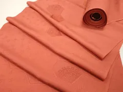 平和屋着物▼羽織・コート　反物　羽尺　地紋起こし　幾何学花文　樺色　逸品　未使用　DABC4292zy