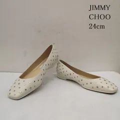 ジミーチュウ レザー スタースタッズ スクエアトゥ フラットシューズ パンプス 37 1/2 レディース 24.0cm ISItems【USED】【古着】【中古】50154434