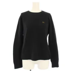 バーバリーブルーレーベル BURBERRY BLUE LABEL カシミヤ ニット セーター クルーネック 長袖 ホース 刺繍 38 黒 FBF11-522-09 /TK