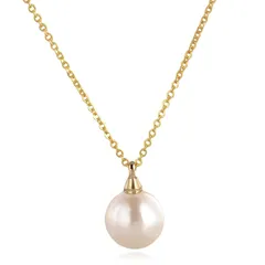 【新品】 [R-days代官山] ガラス パール ネックレス レディース ペンダント ゴールドカラー ステンレス パールネックレス ギフト 日本製 （クリーム／ゴールドカラー） 1