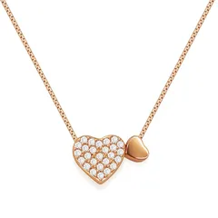 【新品】 [Umiwe] ネックレス レディース 人気 ジルコニア採用 二つのハートモチーフ ネックレス ペンダント シルバー925 純銀製 金属アレルギー対応 プレゼント誕生日 お祝い 女性 ジュエリー ピンクゴールド 0