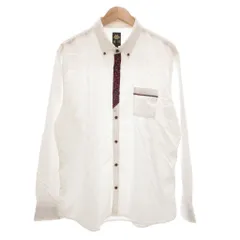 雅結 ボタンダウンシャツ 長袖 XXL 白 ホワイト 桜柄切替 シャドーチェック /UO