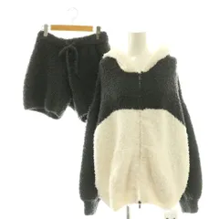 ジェラートピケ gelato pique HALLOWEEN限定 パンダモコパーカ パンツ セット ルームウエア ショートパンツ F 黒 白 /CX ■OS 