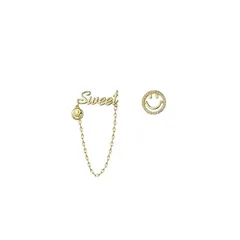【新品】 Avance スマイル ニコちゃん ピアス ネックレス ゴールド レディース (ピアス) 1