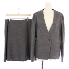 アンタイトル UNTITLED セットアップ スーツ 上下 ノーカラージャケット 総裏地 シングル 1B フレアスカート ひざ丈 ウール 4 42 グレー /BM