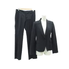 インディヴィ INDIVI フォーマルスーツ セットアップ 上下 テーラードジャケット ミドル丈 シングルボタン 総裏地 スラックスパンツ ロング丈 40 黒 ブラック ストライプ柄 /SM59 ■ECC001