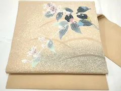 平和屋着物●九寸名古屋帯　友禅　枝花文　鬼しぼ縮緬　正絹　逸品　CABE4536hy