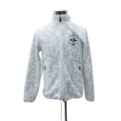 キャロウェイ CALLAWAY ゴルフウエア フリースジャケット ミドル丈 総柄 M 白 ホワイト スタンドカラー /SY12 ■GY59