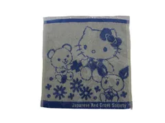 k05250902035　Hello Kitty　0　アイボリー×青　　ファッション小物　ハンカチ/ハンドタオル　通年