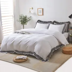 布団カバー シングル 3点セット フリル付き 洋式 和式 兼用 寝具カバーセット 掛け布団カバー ベッドカバー 枕カバー ベッドシーツ ボックスシーツ ピーチスキン加工 洗い替え 速乾 ホワイト