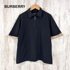 BURBERRY GOLF バーバリーゴルフ ノバチェック ワンポイントロゴ ハーフジップ 鹿の子 半袖 ポロシャツ ブラック メンズ トップス ビッグサイズ