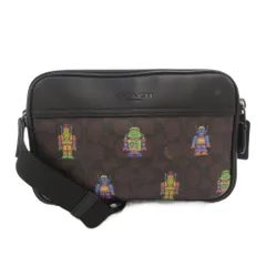 コーチ COACH CX138 グラハム ショルダーバッグ 斜め掛け クロスボディ シグネチャー ロボット柄 PVC レザー 切替 茶 ブラウン /FT