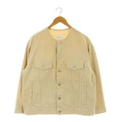 B&Y ユナイテッドアローズ BEAUTY&YOUTH ビューティー&ユース デニムノーカラーオーバージャケット ジージャン Gジャン カットオフ コットン ベージュ /MY ■OS