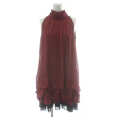 スコットクラブ SCOTCLUB ワンピース 9 赤 レッド フリルハイネック ノースリーブ ストライプ柄 /PP ■GY58