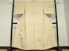 平和屋本店■極上　本加賀友禅作家　百貫華峰　訪問着　花鳥文　暈し染め　薄香色地　逸品　CYAA3548s5 平和屋本店□極上 本加賀友禅作家 百貫華峰 訪問着 花鳥文 暈し染め 薄
