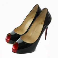 クリスチャンルブタン Christian louboutin パンプス エナメル オープントゥ ハイヒール ピンヒール 37 24cm 黒 ブラック /XZ ■GY18