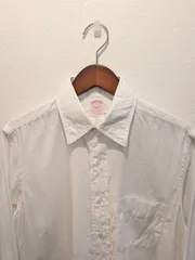 80〜90s　USA製　Brooks Brothers　ブルックスブラザーズ　シャツ　ドレスシャツ　makers　ホワイト　ブロード　レギュラーカラー