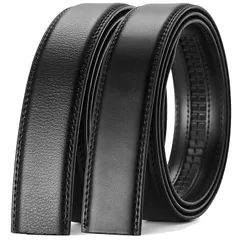 【新品】 [CHAOREN] 2本セット ベルト メンズ 交換用 穴なし 35mm - 紳士用 ビジネス スーツ - 革のみ バックルなし サイズ調整可能 オートロック式 0