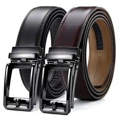 【新品】 [CHAOREN] 二本セット ベルト メンズ ビジネス 大きいサイズ オートロック 無段階調節 紳士 スーツ 男性ギフト 箱付き 1