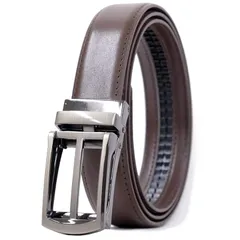 【新品】 [BEEL] ベール ベルト メンズ 牛革 オートロック式ベルト レザー 紳士 穴無し 大きいサイズ ビジネス スーツ カジュアル 【バックルタイプ：デザイン】 プレーン ダークブラウン 2A DBR 1