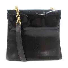 サルヴァトーレフェラガモ Salvatore Ferragamo チェーンショルダーバッグ 台形 レザー 黒 ブラック ダークブラウン /AE