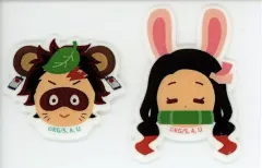 【中古】バッジ・ピンズ ポン治郎(竈門炭治郎)＆ピョン子(竈門禰豆子) ふくらむアップリケ 「鬼滅シアター 劇場版 鬼滅の刃 無限列車編 リバイバル上映」 劇場グッズ