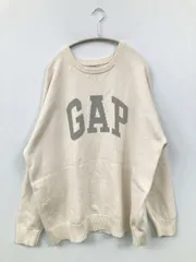 GAP ギャップ ニット/セーター L アイボリー コットン ニット 前面プリント ブランドロゴ ミドル丈 長袖 クルーネック(丸首)