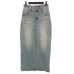 アズールバイマウジー AZUL by moussy ハイウエスト スリット デニム スカート ライトインディゴ M 251201E