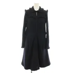 トゥービーシック TO BE CHIC ニットワンピース ひざ丈 長袖 フリル リブ編み 40 紺 ネイビー W5F08-634-29 /YT