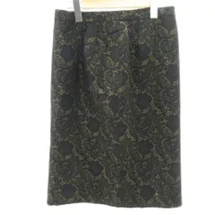 レリアン Leilian 美品 レース スカート 花柄 刺しゅう 黒 ブラック 11 約S ■YHS6