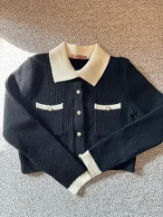 KARA バイカラー 厚手 ニット カーディガン