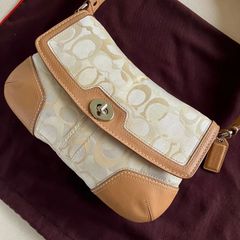 美品】COACH ショルダーバッグ ブラウン/ライトブルー 保存袋付き 
