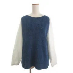 このいと 紡 tsumugu ニットソー カットソー 長袖 青 白 ブルー ホワイト L