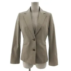 インディヴィ INDIVI ジャケット テーラードカラー アウター シングル 2B ストレッチ グレージュ 40