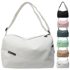 【新品】 [RIMINA] 【雑誌掲載！軽くて大容量】 ショルダーバッグ レディース メンズ 大容量 軽量 可愛い おしゃれ 斜め掛け 大きめ ホワイト