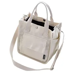 【新品】 [ddice] ミニトートバッグ ミニバッグ ミニトート ハンドバッグ バッグインバッグ マグネット ボタン トートバッグ トート ミニ 小さめ 小さい バッグ (ホワイト) 1
