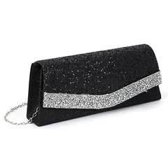 【新品】 キッソス（ＫＩＳＳＯＳ） パーティーバッグ クラッチバッグ イブニングバッグ レディース フォーマル 結婚式 披露宴 小さめ 可愛い (ブラック) 1