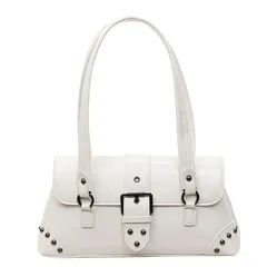 【新品】 [ハルジオ] Y2K バッグ 小さめ レディース 横長 ハンドバッグ トートバッグ ミニボストンバッグ 地雷系 横長バック 黒 白 茶色 ブラック ホワイト ブラウン 肩掛け ショルダー かばん 鞄 韓国 おしゃれ かわいい お洒落 可愛い (ホ 0